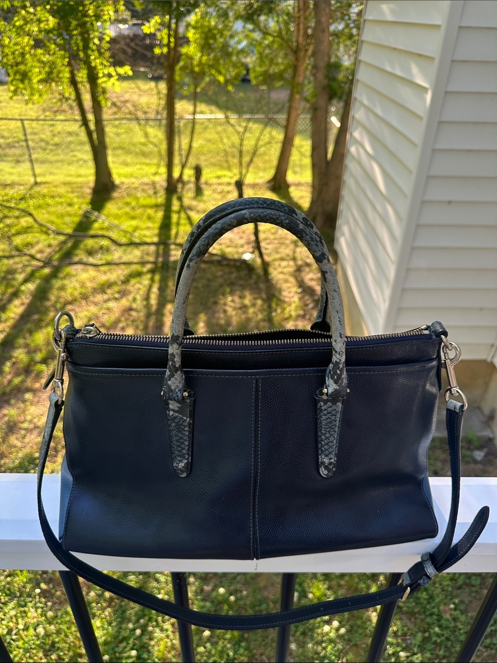 Coach Morgan Satchel in Exotic Trim Leather (Coach F35887) - Picture 7 of 16